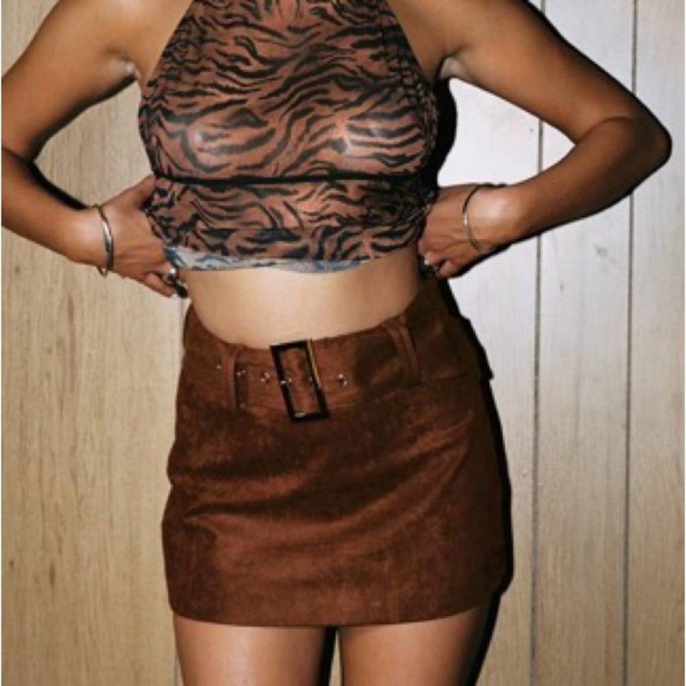 Princess Polly Movita Belted Mini Skirt Brown - US 4 / Brown